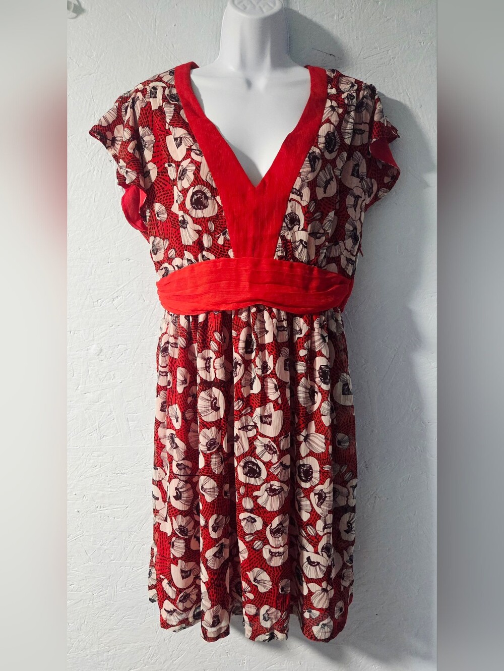 NWT H&M Red Poppy Print Dress - 12